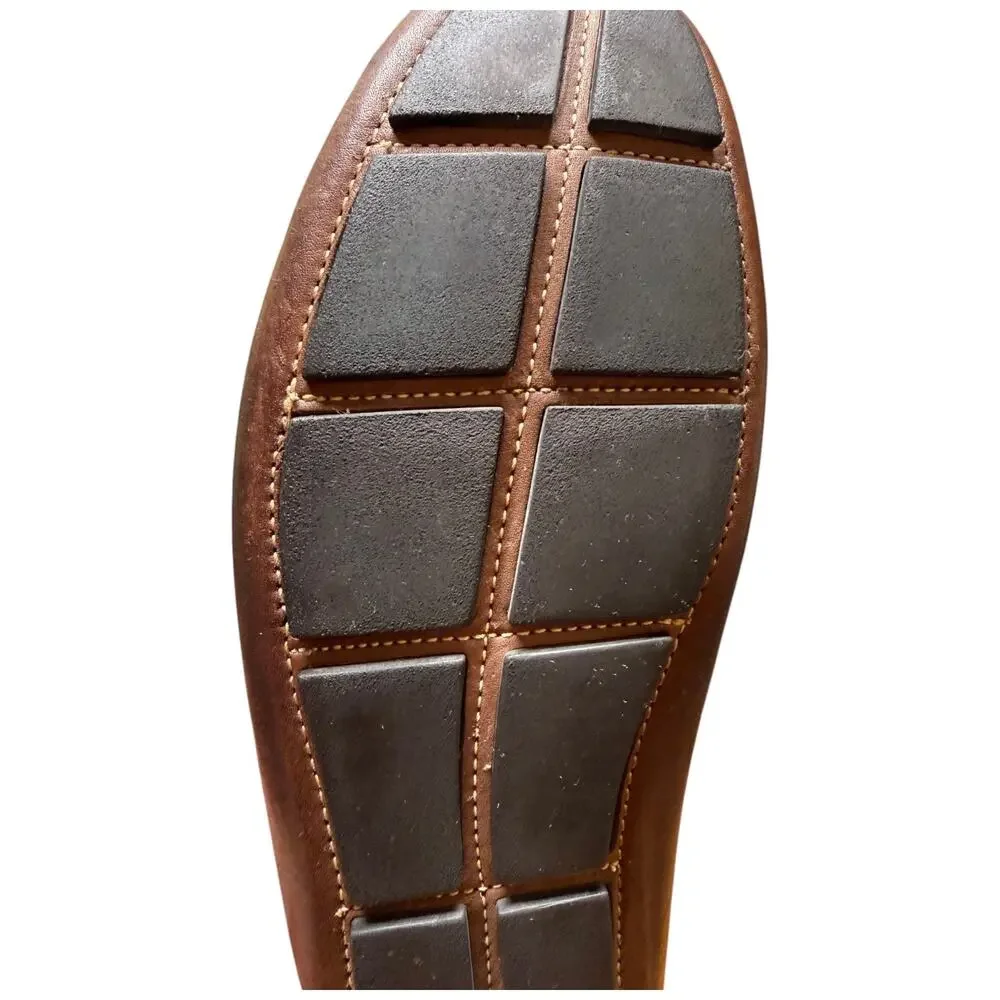 VIA SPIGA Drive Along Men's 9.5 Brown Genuine Leather Driving Casual Shoes